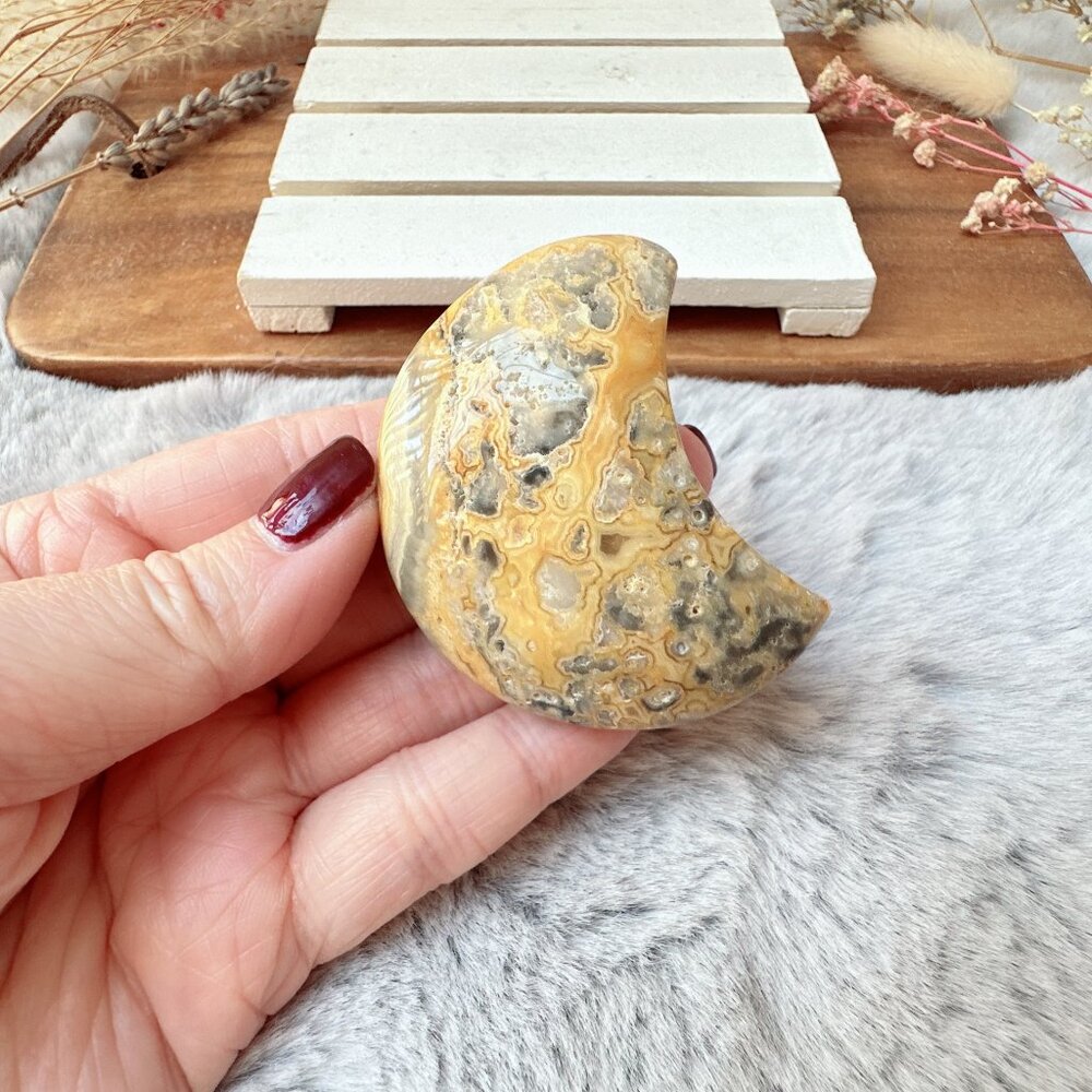 Beautiful Crazy Lace Agate Moon